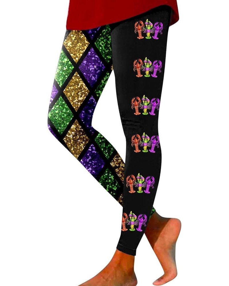 Women's Yoga Pants Mardi Gras Fancy Mask Print Leggings Seamless High Waist Joggers Pants Lightweight Athletic Workout Pants ...