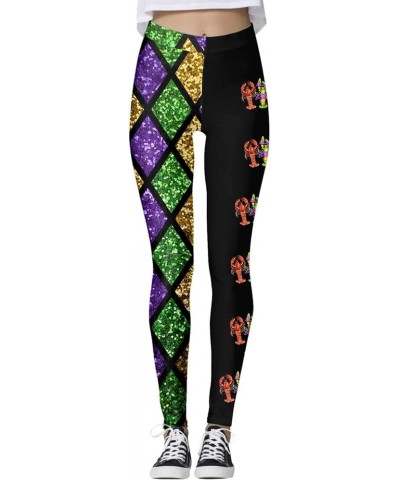 Women's Yoga Pants Mardi Gras Fancy Mask Print Leggings Seamless High Waist Joggers Pants Lightweight Athletic Workout Pants ...