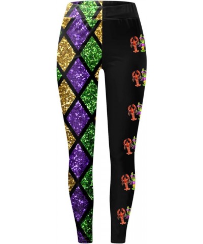 Women's Yoga Pants Mardi Gras Fancy Mask Print Leggings Seamless High Waist Joggers Pants Lightweight Athletic Workout Pants ...