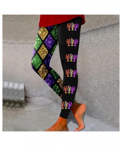 Women's Yoga Pants Mardi Gras Fancy Mask Print Leggings Seamless High Waist Joggers Pants Lightweight Athletic Workout Pants ...