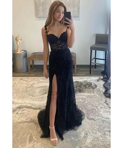 Women's Lace Mermaid Prom Dresses Long with Slit Spaghetti Straps Backless Formal Evening Gowns Champagne $43.98 Dresses