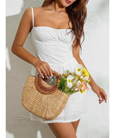 Women Graduation Dress Spaghetti Straps Sleeveless Short Dresses Y2k Low Cut Bodycon Going Out A-Line Mini Dress White 9 $10....