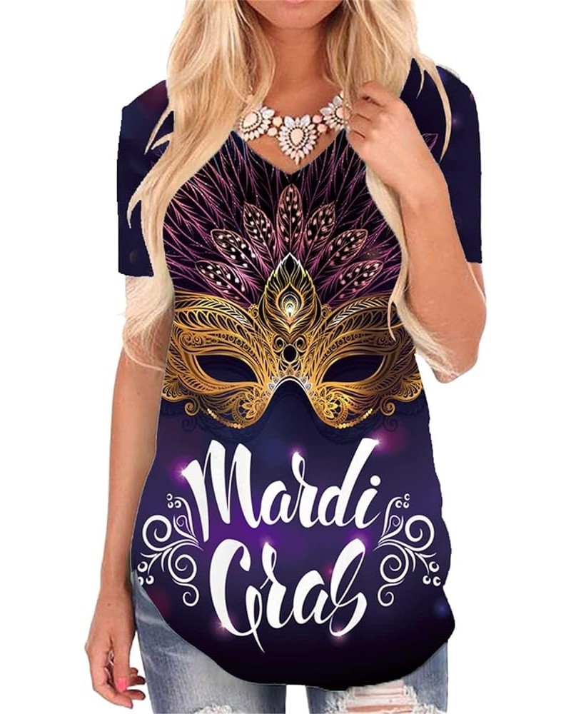 Mardi Gras Shirt for Women V-Neck Carnival Themed Tshirt Gift T Shirts Mardi Gras T-shirt $13.74 T-Shirts