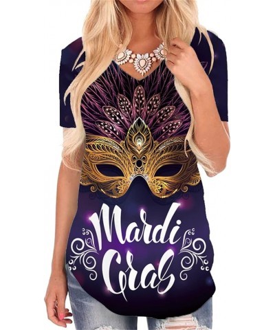 Mardi Gras Shirt for Women V-Neck Carnival Themed Tshirt Gift T Shirts Mardi Gras T-shirt $13.74 T-Shirts