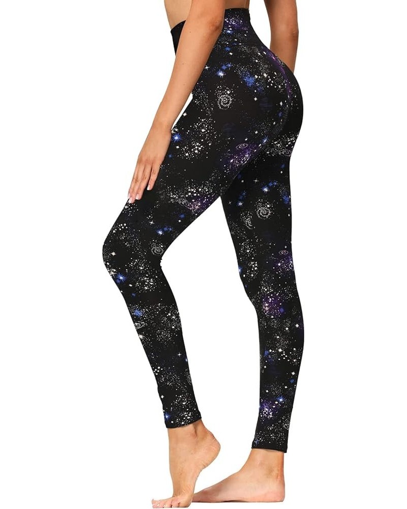 High Waisted Leggings for Women - Soft Opaque Slim Tummy Control Printed Pants for Running Cycling Yoga A-galaxy $12.68 Pants