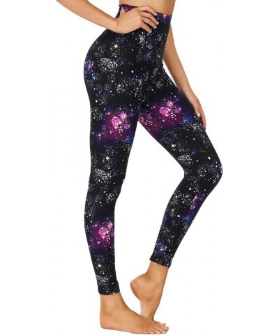 High Waisted Leggings for Women - Soft Opaque Slim Tummy Control Printed Pants for Running Cycling Yoga A-galaxy $12.68 Pants