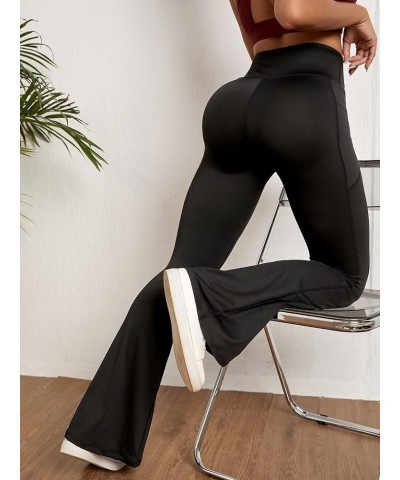 Women's Wide Waistband High Waisted Straight Leg Workout Yoga Pants Black B $15.04 Activewear