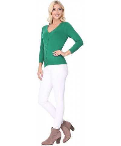 Women's Knit Cardigan Sweater – 3/4 Sleeve V-Neck Basic Classic Casual Button Down Soft Lightweight Top (S-3XL) Sweet Pink $1...