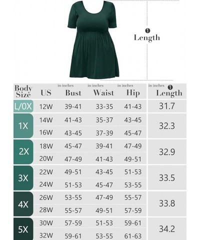 Women's Plus Size Tunic Short Sleeve Clothes Scoop Neck Summer Tops Pleated Flowy Loose Fit Babydoll T Shirt L-5X C07-dark Gr...