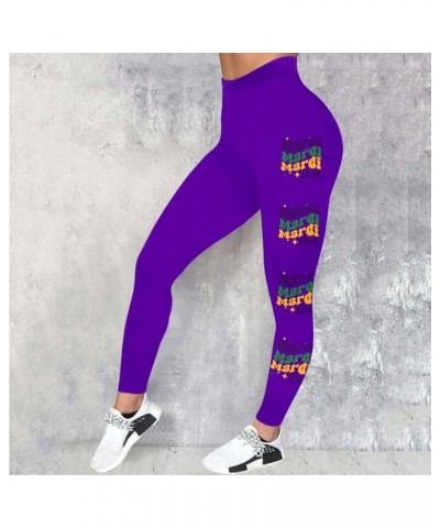 Mardi Gras Leggings for Women Gradient Stretchy Graphic Printed Fancy Mask Printed Sports Fitness Workout Yoga Stretchy Pants...