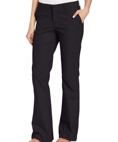 Women's Flat Front Stretch Cotton Blend Pants Black $15.59 Pants