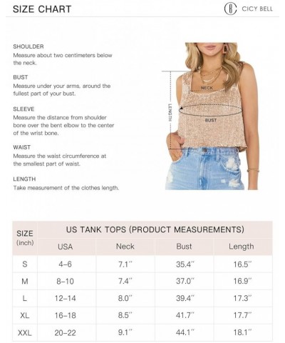 Women's Sequin Crop Tank Tops Cute Sleeveless Sparkly Camisole Blouse Cocktail Evening Party Tank Shirts Rose Gold $10.57 Tanks