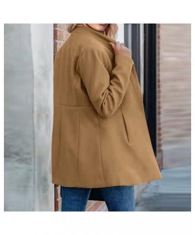 Women Woolen Long Sleeve Jackets Coat Solid Open Front Wool Cardigan Coats Outwear Khaki $20.99 Coats