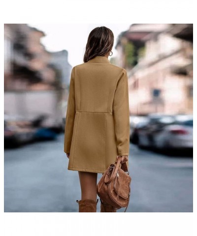 Women Woolen Long Sleeve Jackets Coat Solid Open Front Wool Cardigan Coats Outwear Khaki $20.99 Coats