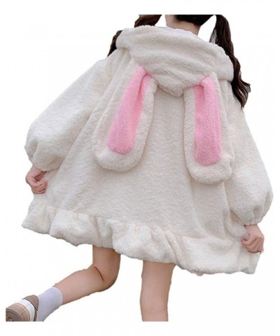 Kawaii Anime Cosplay Bunny Ear Hoodies for Women Sweet Lovely Fuzzy Fluffy Rabbit Sweater Tops Jacket Coats Girls White $14.3...