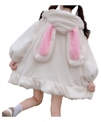 Kawaii Anime Cosplay Bunny Ear Hoodies for Women Sweet Lovely Fuzzy Fluffy Rabbit Sweater Tops Jacket Coats Girls White $14.3...