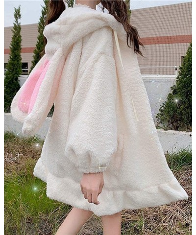 Kawaii Anime Cosplay Bunny Ear Hoodies for Women Sweet Lovely Fuzzy Fluffy Rabbit Sweater Tops Jacket Coats Girls White $14.3...