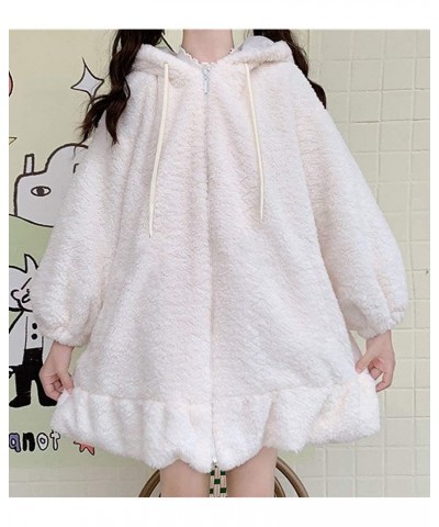 Kawaii Anime Cosplay Bunny Ear Hoodies for Women Sweet Lovely Fuzzy Fluffy Rabbit Sweater Tops Jacket Coats Girls White $14.3...