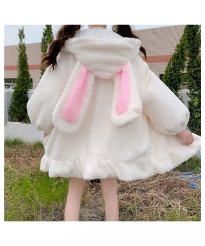 Kawaii Anime Cosplay Bunny Ear Hoodies for Women Sweet Lovely Fuzzy Fluffy Rabbit Sweater Tops Jacket Coats Girls White $14.3...