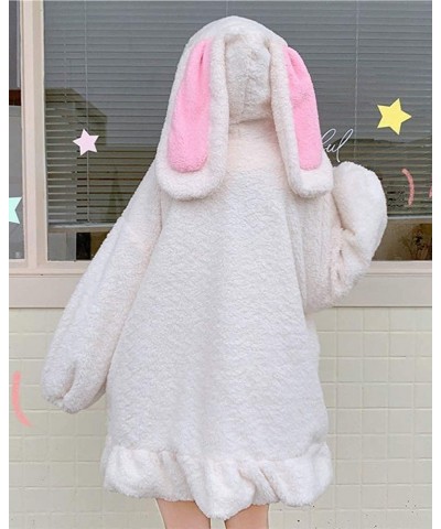 Kawaii Anime Cosplay Bunny Ear Hoodies for Women Sweet Lovely Fuzzy Fluffy Rabbit Sweater Tops Jacket Coats Girls White $14.3...