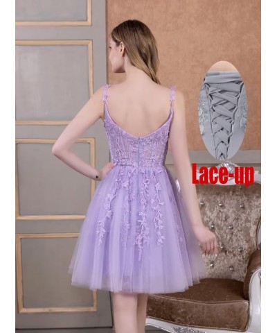 Tulle Homecoming Dresses for Teens Lace Short Prom Dress Spaghetti Straps Appliques Mini Cocktail Party Gowns Sky Blue $32.39...