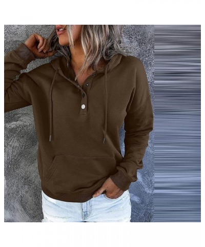 Womens Casual Hoodies Pullover Tops Drawstring Long Sleeve Button Down Sweatshirts 2022 Fall Clothes With Pocket Brown $7.83 ...