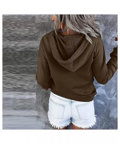 Womens Casual Hoodies Pullover Tops Drawstring Long Sleeve Button Down Sweatshirts 2022 Fall Clothes With Pocket Brown $7.83 ...