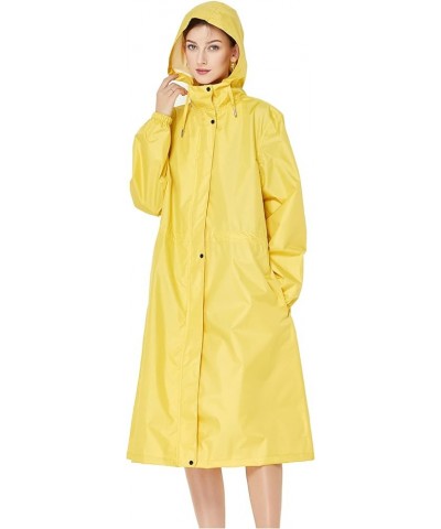Women Long Raincoat Rain Jacket Coat with narrow sleeves Yellow $12.71 Coats