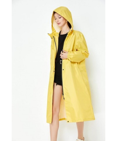 Women Long Raincoat Rain Jacket Coat with narrow sleeves Yellow $12.71 Coats