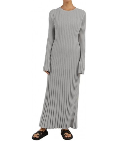 Women Ribbed Knit Maxi Dress Sexy Backless Long Sleeve Bodycon Long Dress Slim Flit Flowy Party Dress Y2K Streetwear B-crewne...