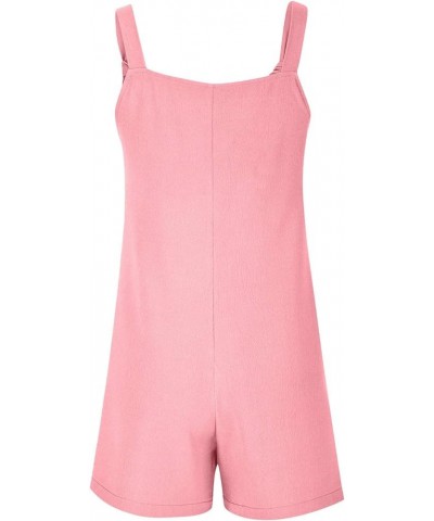 Summer Jumpsuit for Women 2023 Short Rompers Casual Loose Sleeveless Tie Knot Strap Jumpsuits Overalls with Pockets 03-pink $...