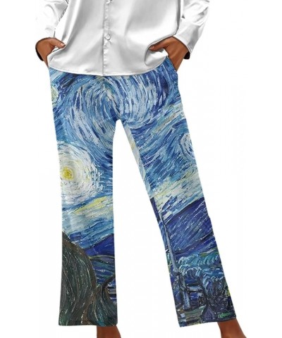 Pajamas Pants for Women Long Pants Sleepwear Soft Comfy Night Wear Loungewear Pajama House Wear XS-4XL Van Gogh Starry Night ...