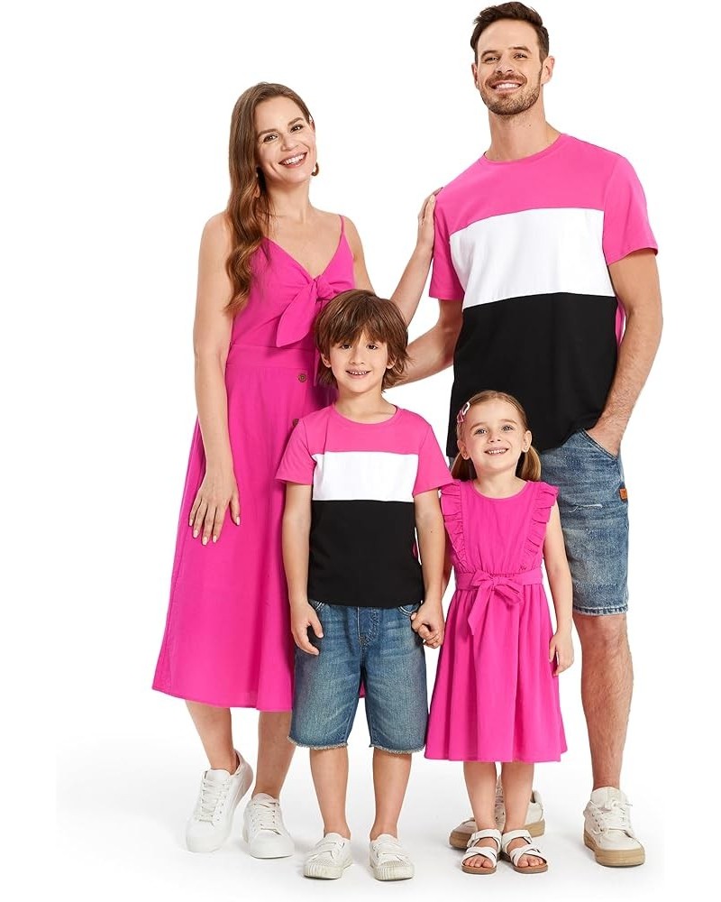 Matching Family Outfits Mommy and Me Spaghetti Strap Casual Sleeveless Dresses and Short-Sleeve T-Shirts Sets Men Roseo $13.3...