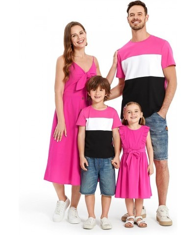 Matching Family Outfits Mommy and Me Spaghetti Strap Casual Sleeveless Dresses and Short-Sleeve T-Shirts Sets Men Roseo $13.3...