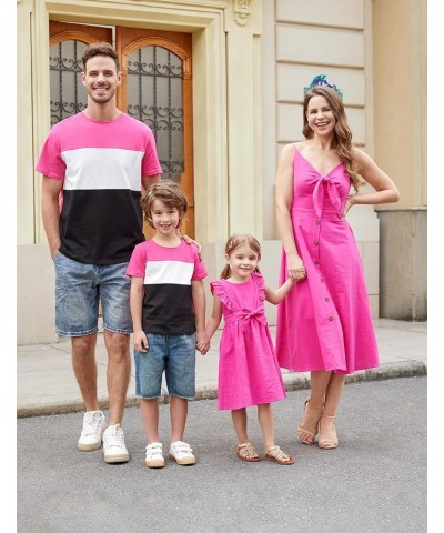 Matching Family Outfits Mommy and Me Spaghetti Strap Casual Sleeveless Dresses and Short-Sleeve T-Shirts Sets Men Roseo $13.3...