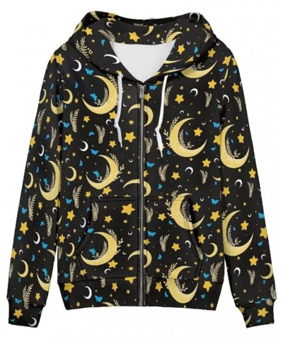 Novelty Full Zip Hoodie Athletic Slim Fit Long Sleeve Sweatshirt for Women Gothic Moon and Star $15.60 Jackets