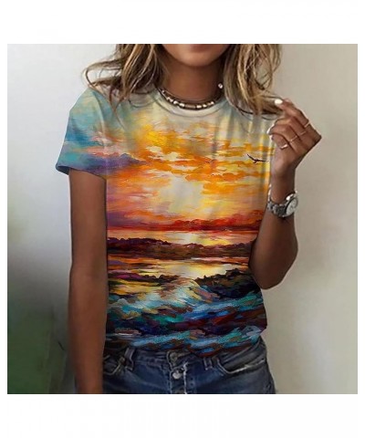 Womens Tops, Women's Summer T Shirt Plus Size Loose Blouse Tops Girl Cute Short Sleeve Tshirt Casual Graphic Tees Orangr $7.0...