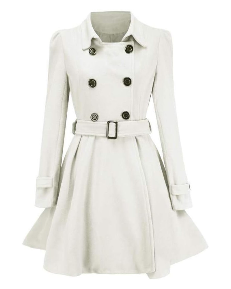 Wool Lapel Trench Parka Coat Women Warm Outwear Long Jacket Overcoat White 9527 $25.32 Coats