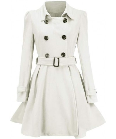 Wool Lapel Trench Parka Coat Women Warm Outwear Long Jacket Overcoat White 9527 $25.32 Coats