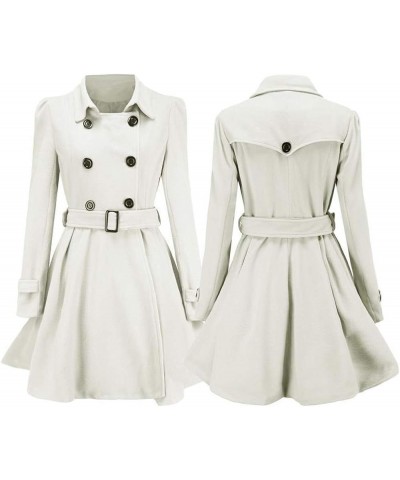 Wool Lapel Trench Parka Coat Women Warm Outwear Long Jacket Overcoat White 9527 $25.32 Coats