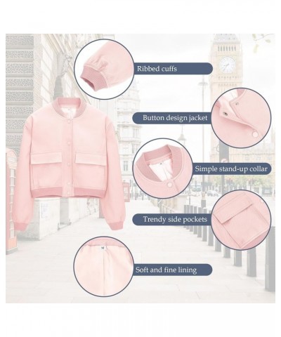 Womens Bomber Jacket Fashion Short Cropped Jacket Casual Jackets for Women Varsity Jacket with Pockets Spring Fall Pink $17.1...