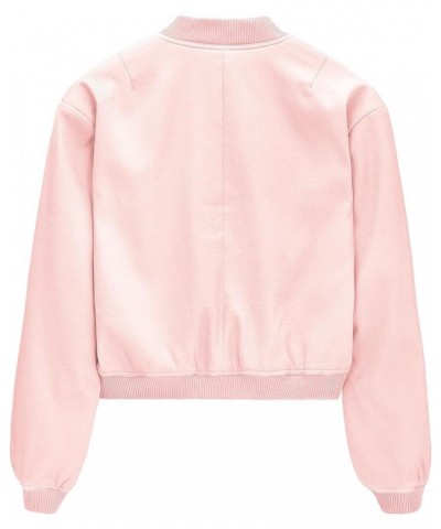 Womens Bomber Jacket Fashion Short Cropped Jacket Casual Jackets for Women Varsity Jacket with Pockets Spring Fall Pink $17.1...