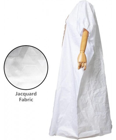 Loose African Dresses for Women, Bazin Riche Bat Sleeves Maxi Dress with Scarf White1 $31.24 Dresses