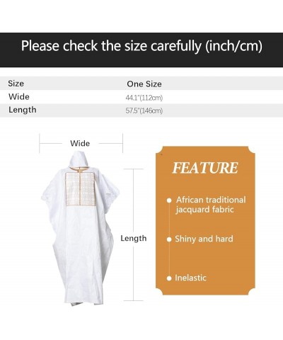 Loose African Dresses for Women, Bazin Riche Bat Sleeves Maxi Dress with Scarf White1 $31.24 Dresses