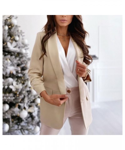 Women Blazer Jacket Lightweight Cardigan Coat Business Office Workwear Open Front Lapel Suit Blazer Elegant Ladies Khaki $5.0...