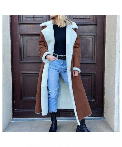 Thicken Sherpa Fleece Lined Jackets for Women Lengthened Faux Suede Plush Coats Long Sleeve Plush Collar Overcoat Coffee $24....