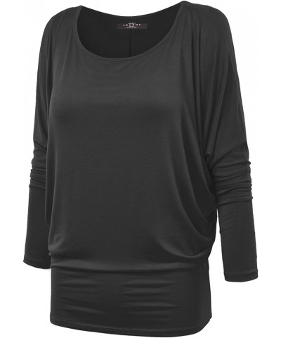 MBJ Womens Batwing Long Sleeve Top - Made in USA Wt826_black $14.85 Tops