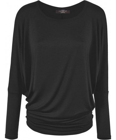 MBJ Womens Batwing Long Sleeve Top - Made in USA Wt826_black $14.85 Tops