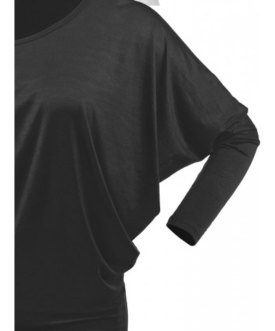 MBJ Womens Batwing Long Sleeve Top - Made in USA Wt826_black $14.85 Tops