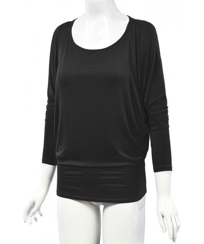 MBJ Womens Batwing Long Sleeve Top - Made in USA Wt826_black $14.85 Tops